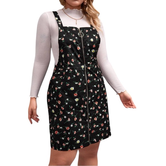 SHEIN Dresses & Skirts - 5/$25 Floral Zip Front Pinafore Mini Dress Cottagecore Y2K Soft Girl XL